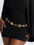Metal Engraved Medallion Waist Chain ICH84094