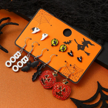 5+ Rhinestone Pumpkin Funny Halloween Earrings DPJE2725