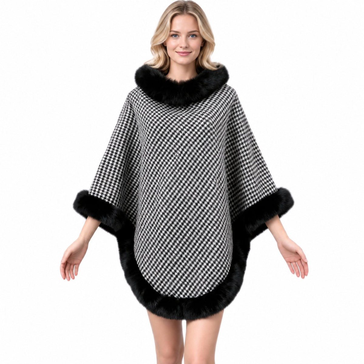 Faux Fur Shawl Poncho - DippedShop Wholesale - #0275