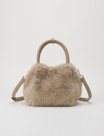 Minimalist Solid Color Fluffy Fuzzy Handbag DP25H582