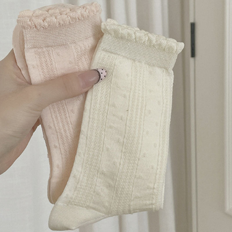 Solid Ruffled Crew Socks - DippedShop Wholesale - #7315