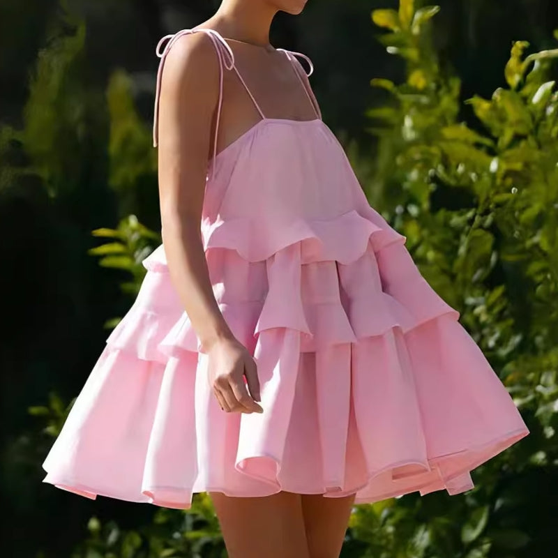 Casual Layered Ruffle String Mini Dress DP25C510