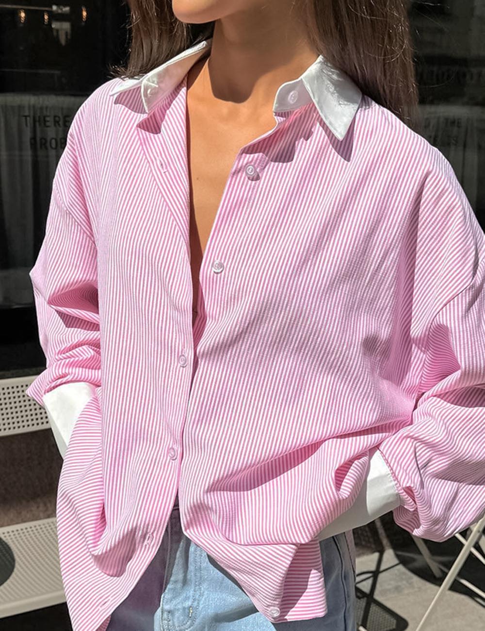 Casual Color Block Striped Long Sleeve Top DP25E557