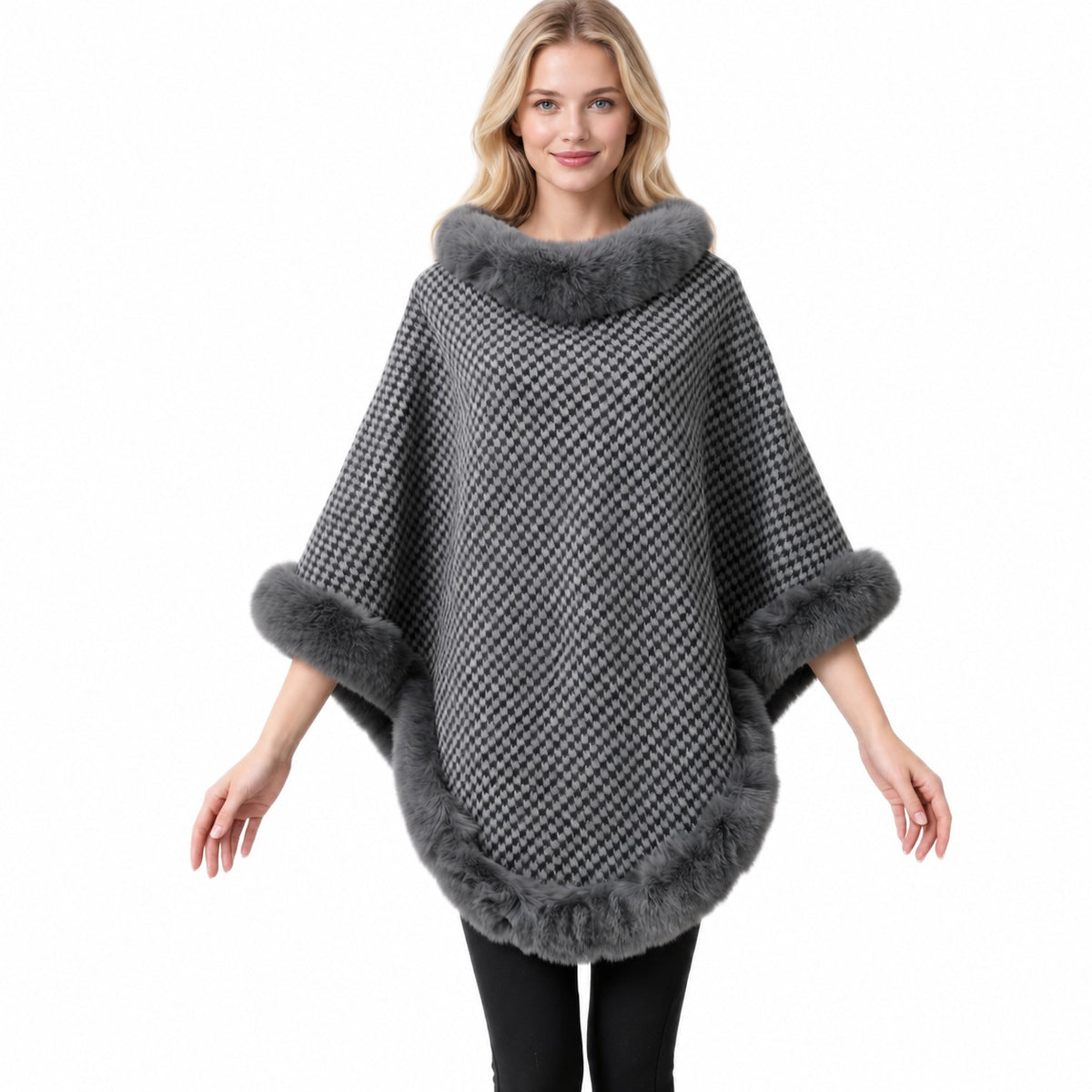 Faux Fur Shawl Poncho - DippedShop Wholesale - #3043