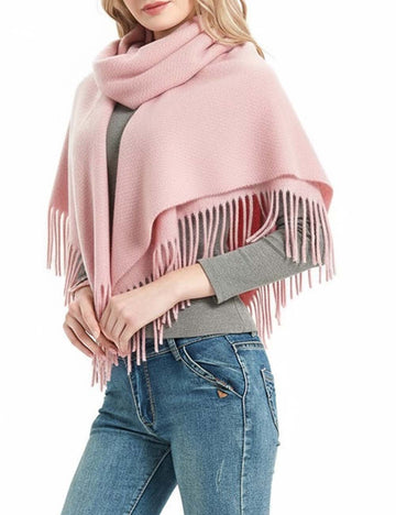Winter Solid Color Tassel Square Scarf DP25G589