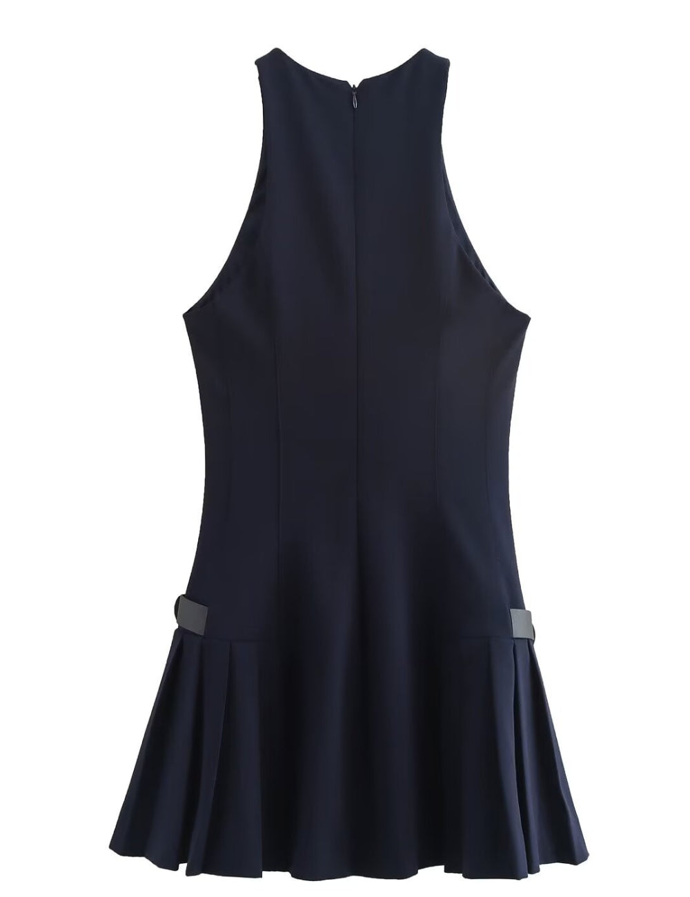 Trendy Round Neck Pleated Mini Dress DP25C995