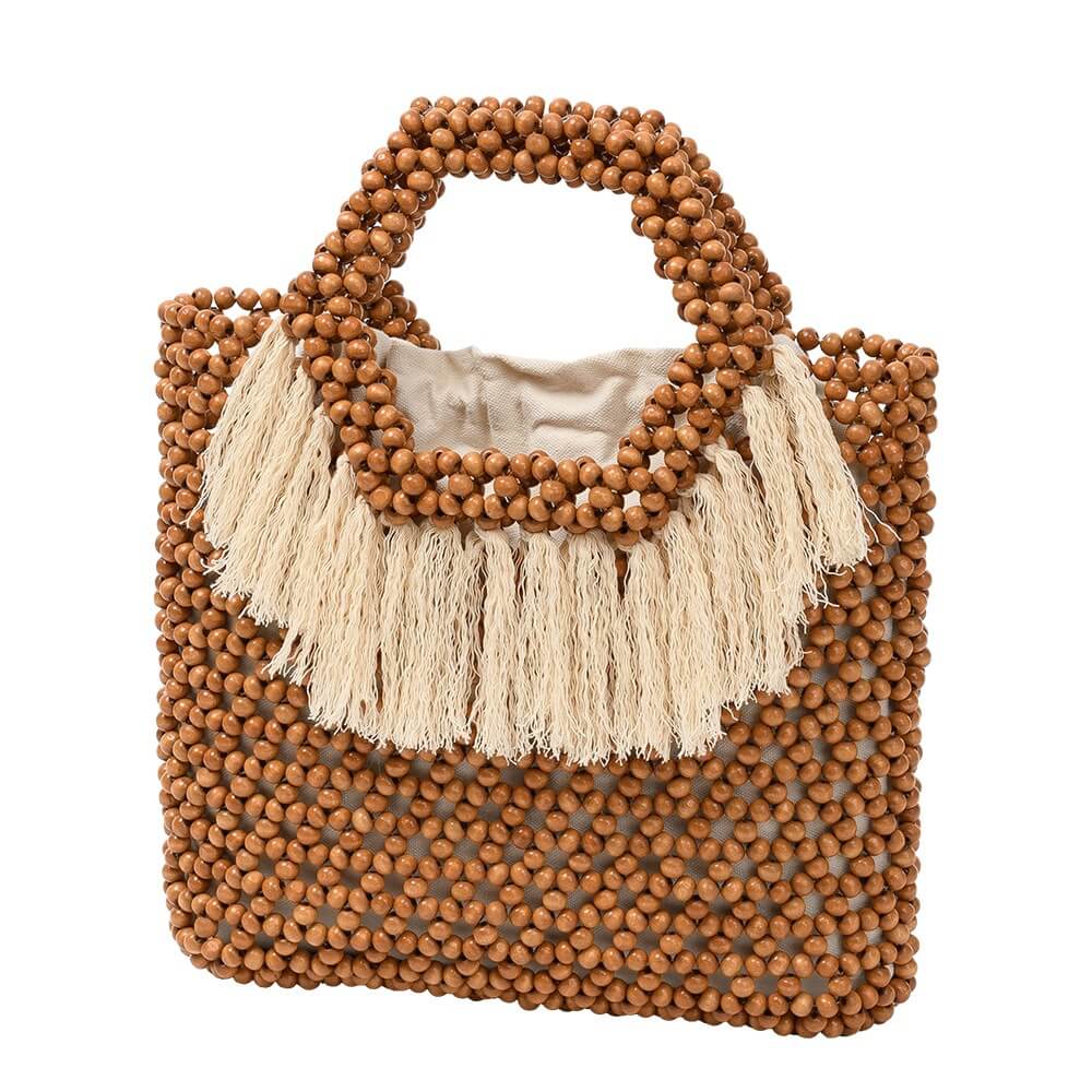 Casual Fringe Handmade Wooden Bead Bag DP28B741