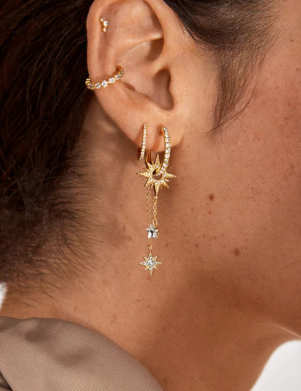Rhinestone Starburst Dangle Earrings - DippedShop Wholesale - #6627