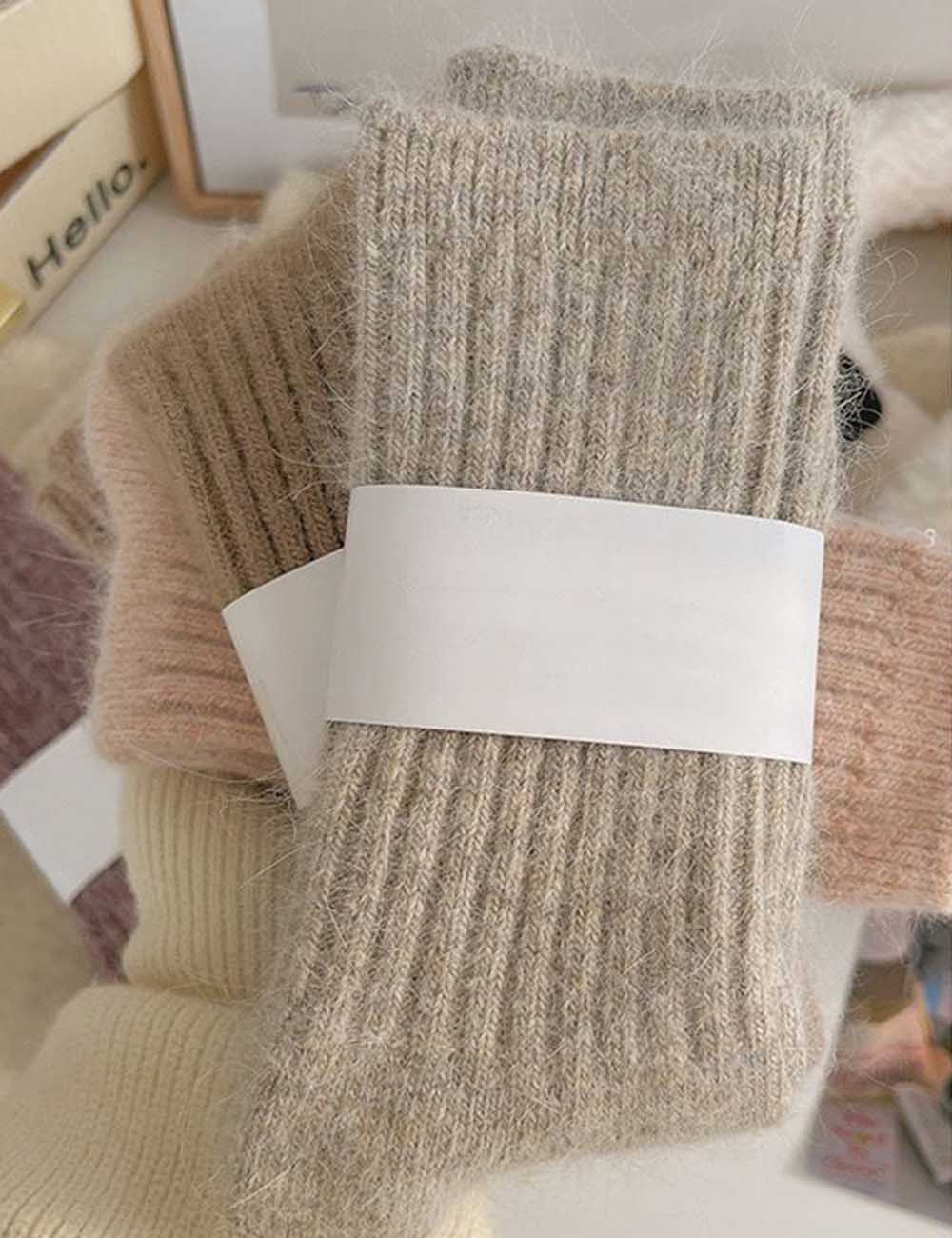 Solid Color Striped Warm Soft Crew Socks DP25H523