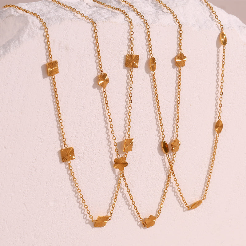 2+ Simple Flower Square Chain Necklaces DPJN2743