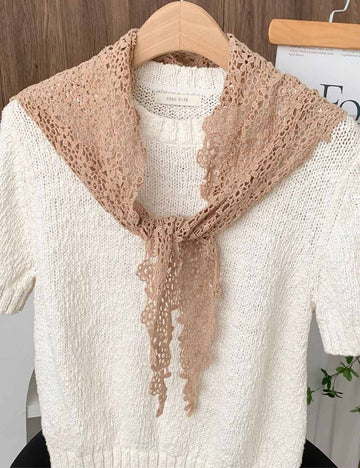 Floral Crochet Hollow Out Headscarf Triangle Shawl MK2BK6W6HHS31