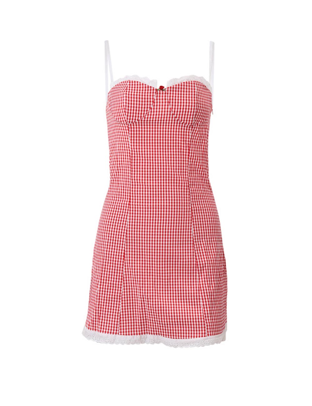 Sexy Spaghetti Strap Plaid Backless Mini Dress DP25F555