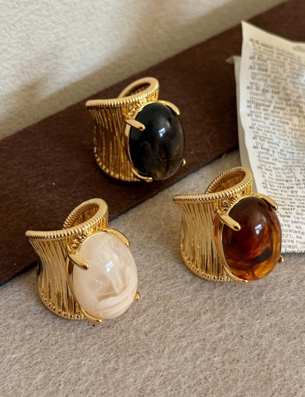 Vintage Stone Open Ring - DippedShop Wholesale - #3907