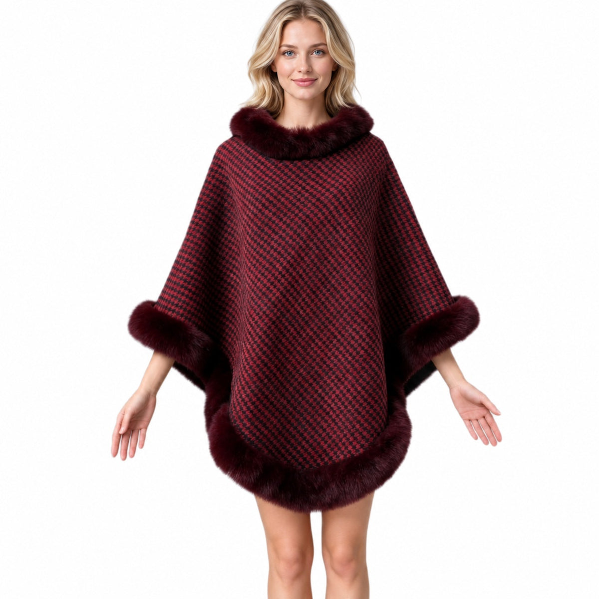 Faux Fur Shawl Poncho - DippedShop Wholesale - #8579