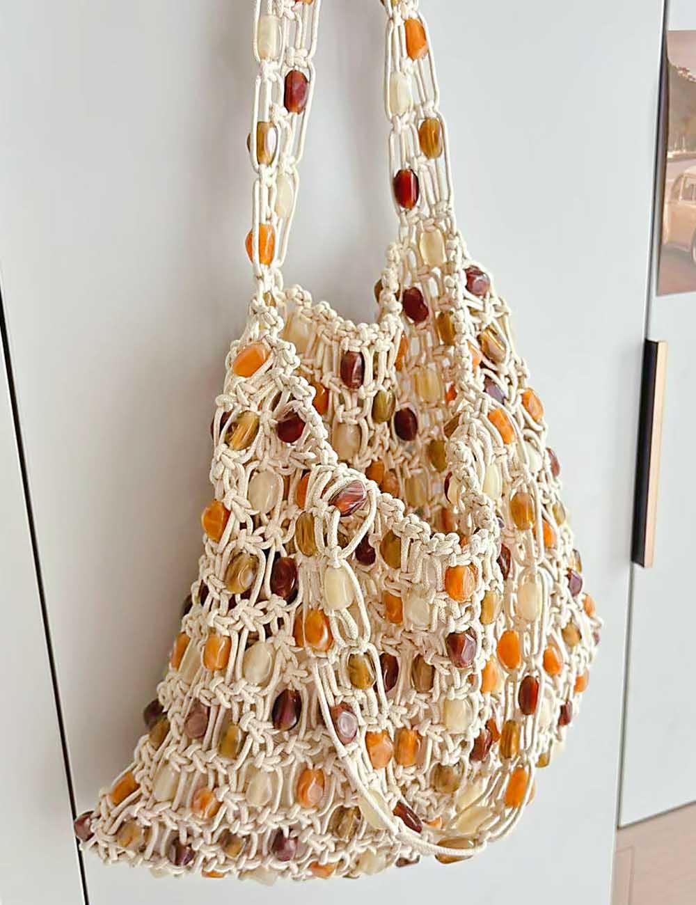 Beaded Woven Shoulder Bag - DippedShop Wholesale - #0163
