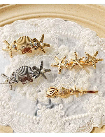 Trendy Pearl Starfish Rhinestone Hair Claw DP25D892