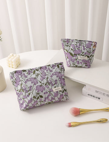 Purple Floral Jacquard Cosmetic Bag DPB1024