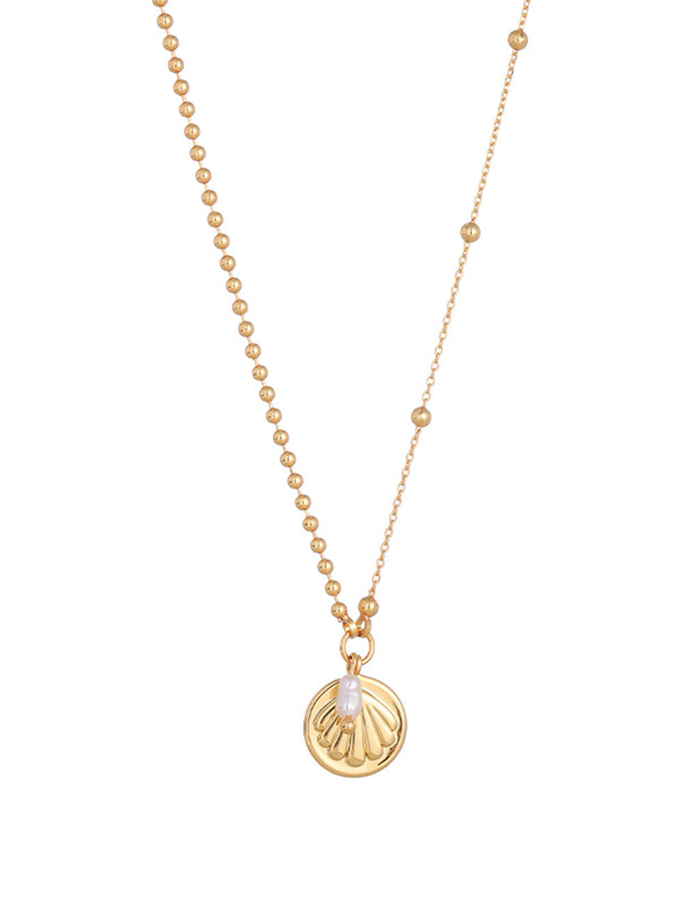 Gold Plated Shell Bead Pendant Necklace DP25E796