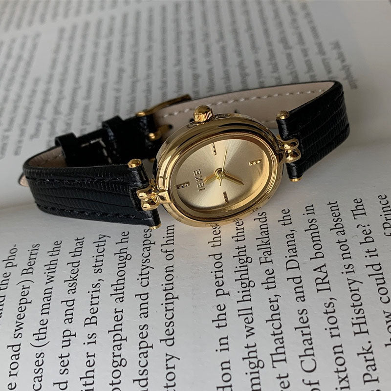 Oval Dial Leather Watch - DippedShop Wholesale - #8627