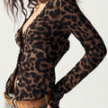 Leopard Print Button Blouse - DippedShop Wholesale - #0435