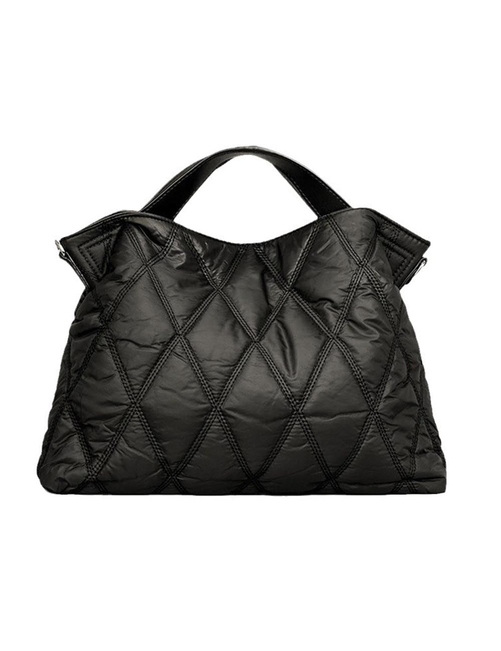 Trendy Solid Cotton Padded Tote Shoulder Bag DP25G645