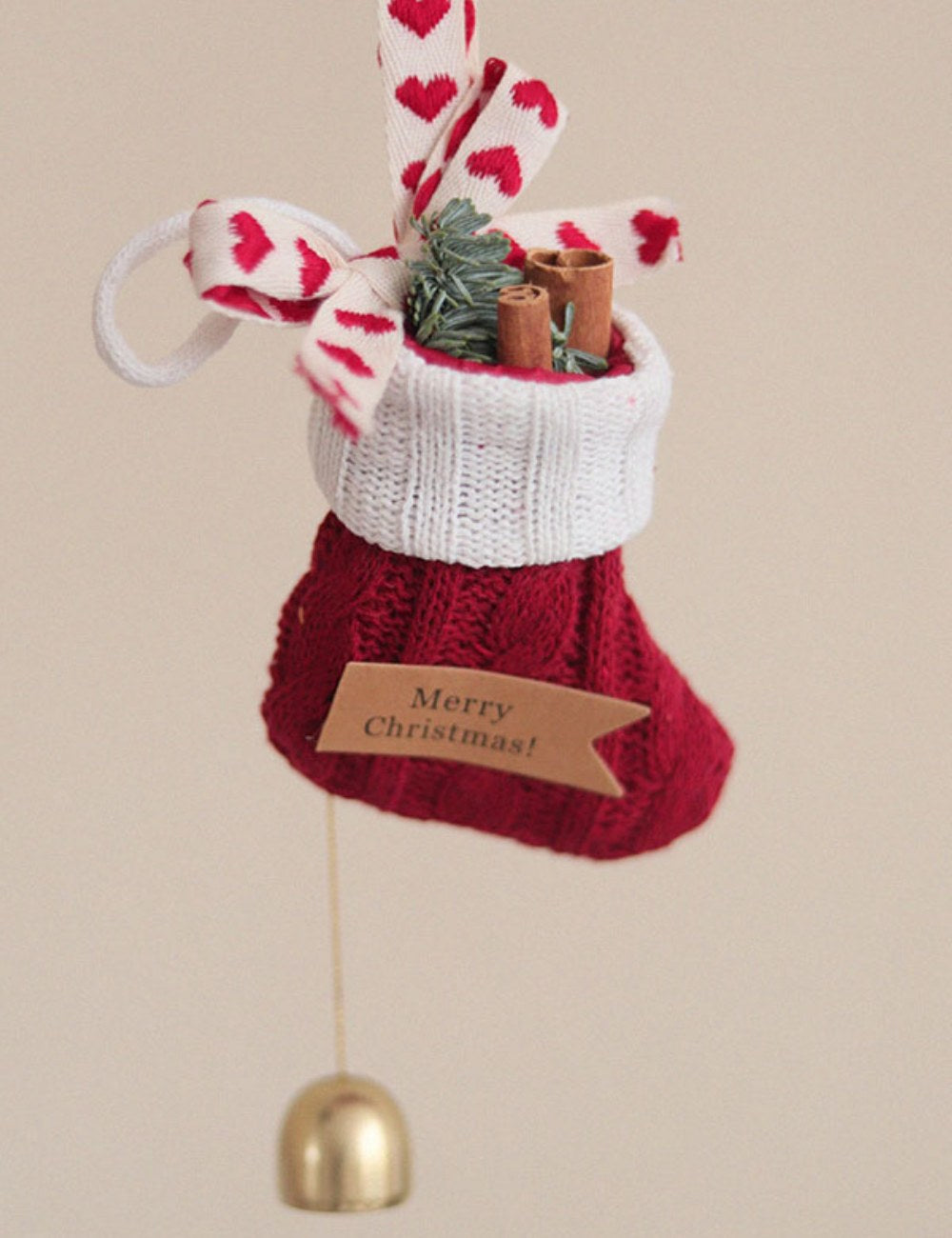 Red Knitted Christmas Stocking Bell Hanging DPDH1504