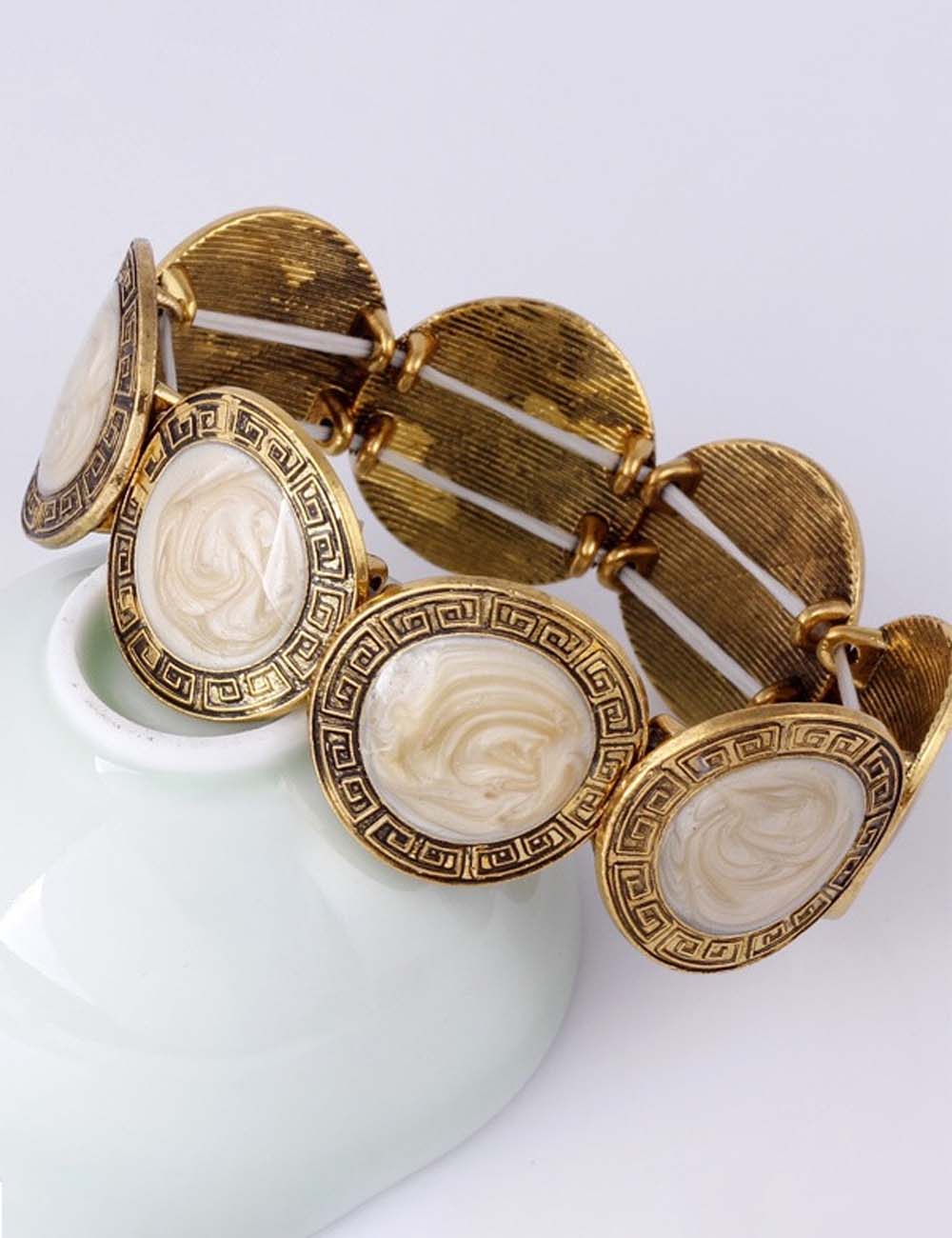 Retro Enamel Round Stretch Bangle Bracelet DP25F825
