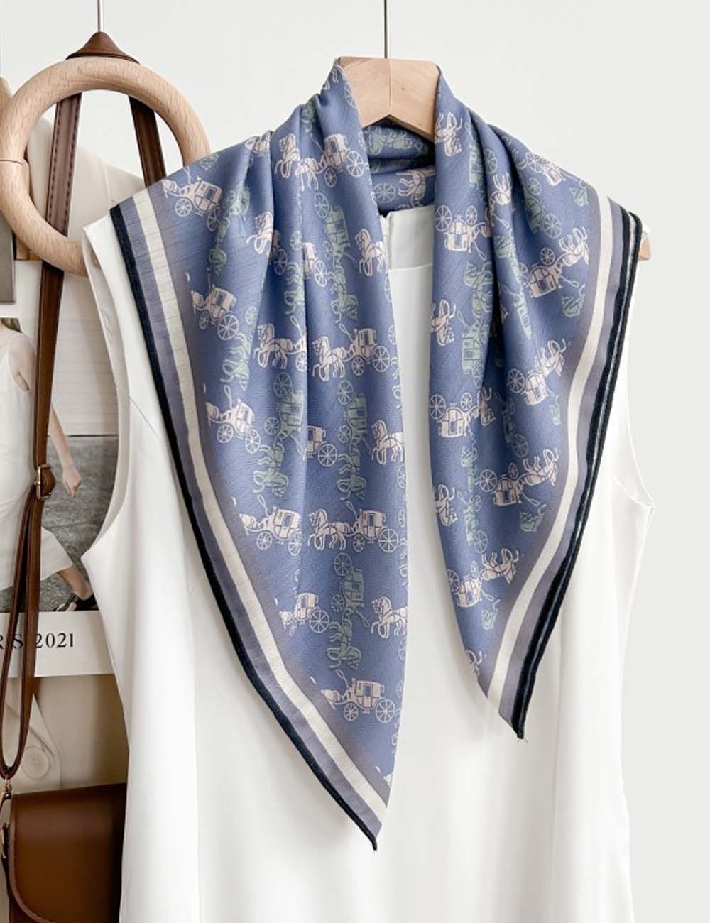 Elegant Floral Square Scarf - DippedShop Wholesale - #4083