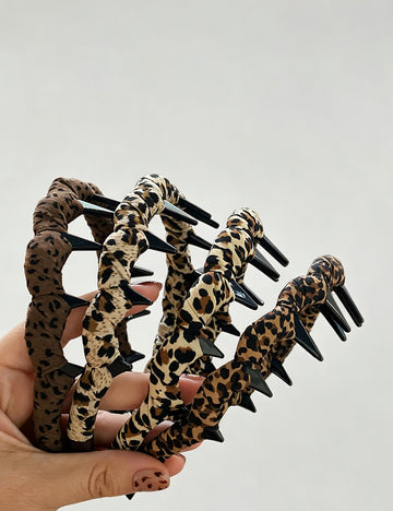 Vintage Leopard Print Fabric Comb Headband 6W6HBD289