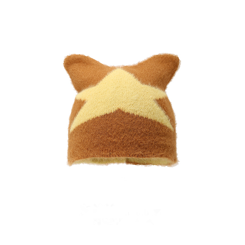 Cute Star Pattern Cat Ear Knit Beanie 6W6HAT683