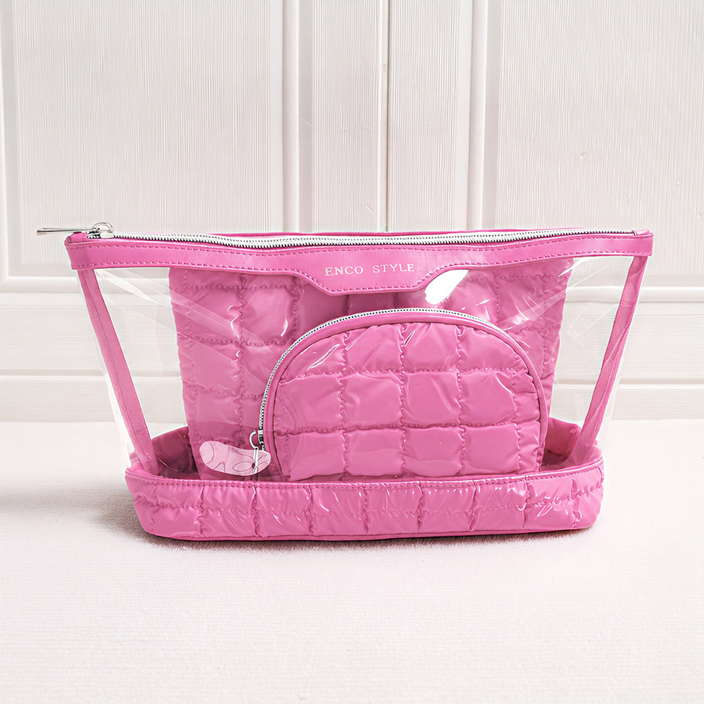 Minimalist Solid Color Quilt Shell Cosmetic Bag 6C5CO271
