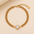 Elegant Gold Plated Heart Rhinestones Bracelets 6W6JBR625