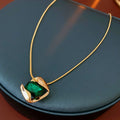 Elegant Gold Plated Rhinestones Rhombus Pendant Necklace  6W6JNC966