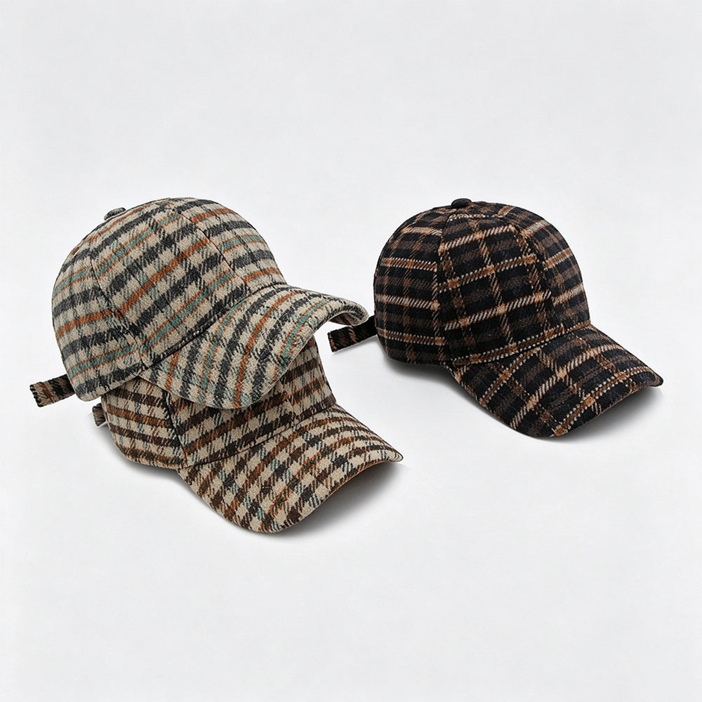 Plaid Curved Brim Baseball Cap - DippedShop Wholesale - #3875