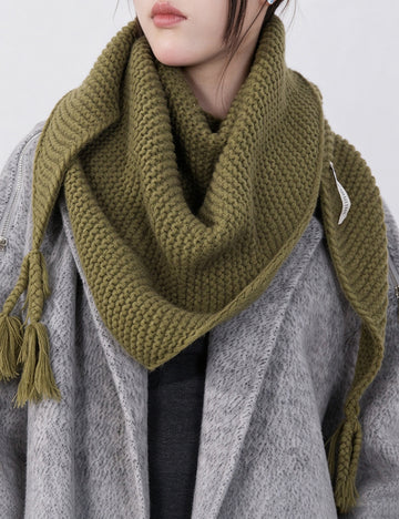 Thick Chunky Knitted Triangle Shawl - DippedShop Wholesale - #3235