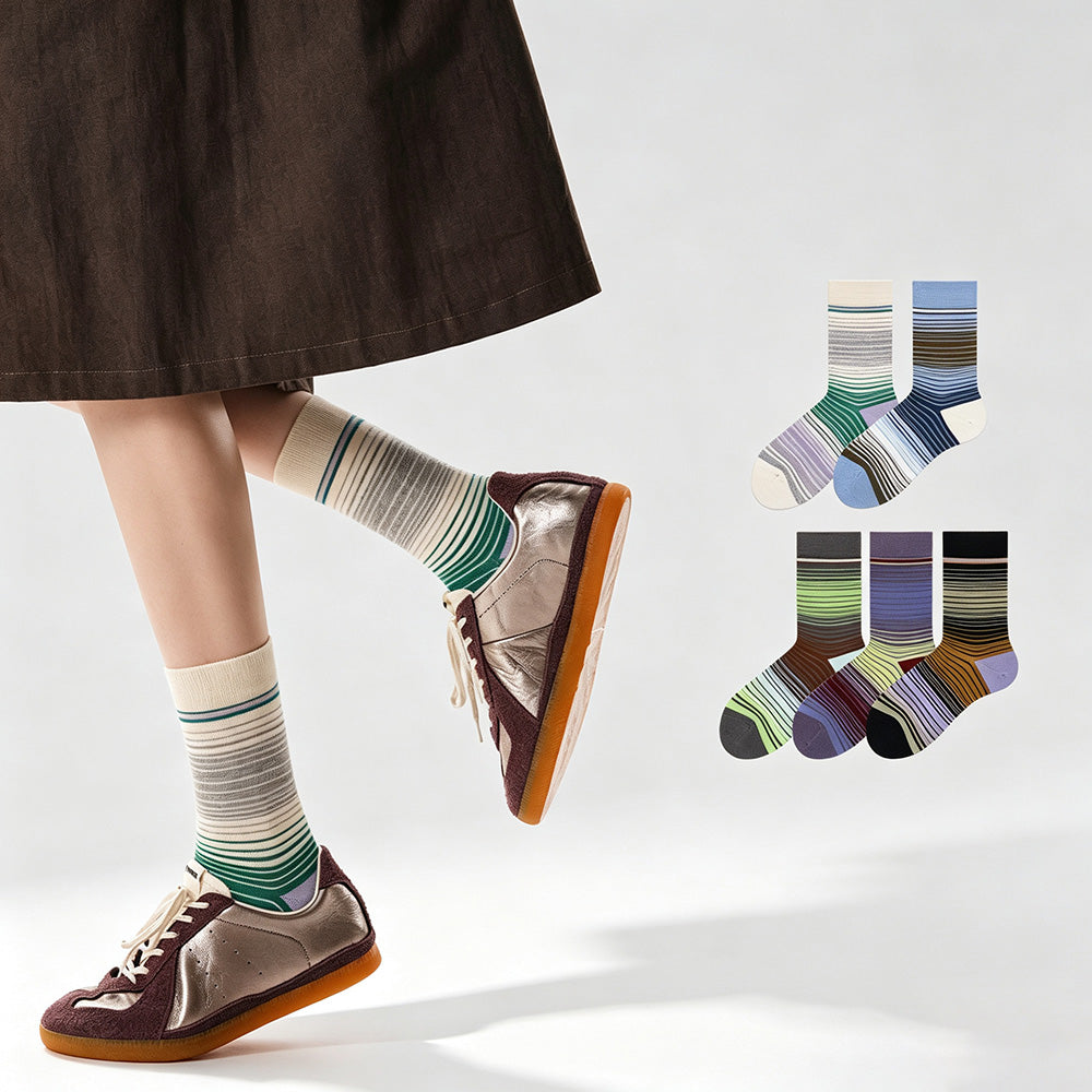 Gradient Stripe Crew Socks - DippedShop Wholesale - #5299