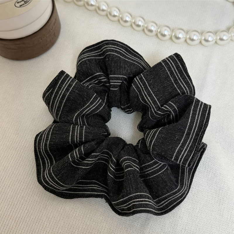Simple Solid Color Striped Ruffled Scrunchies 6W6HSR375