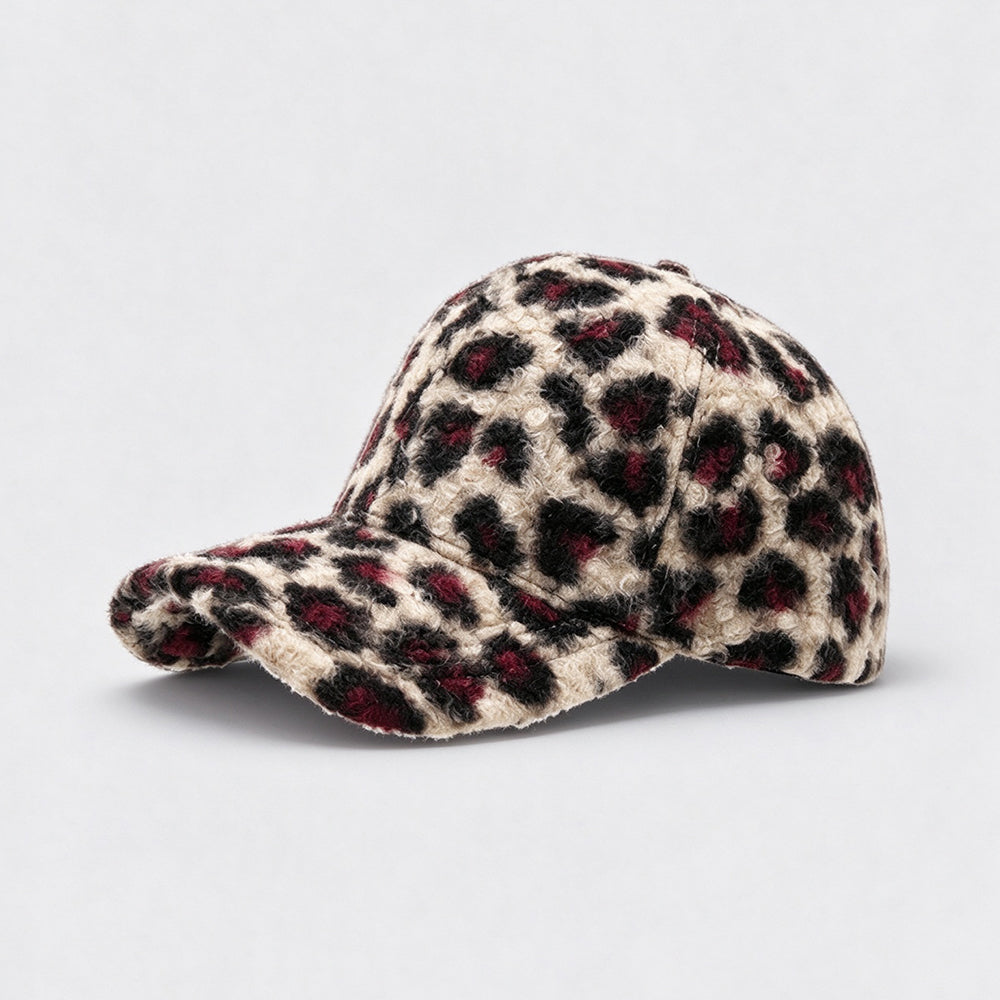 Vintage Fuzzy Plush Leopard Print Baseball Cap 6W6HAT927