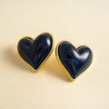 Vintage Enamel Heart Gold Plated Stud Earrings 6W6JER950