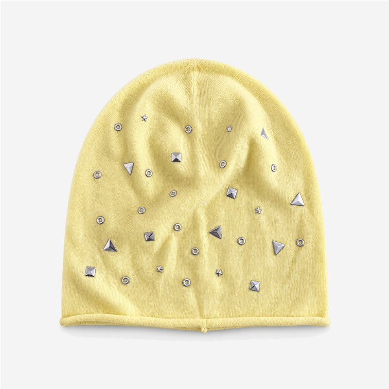 Stylish Metal Rivet Knit Beanie Hat 6W6HAT651