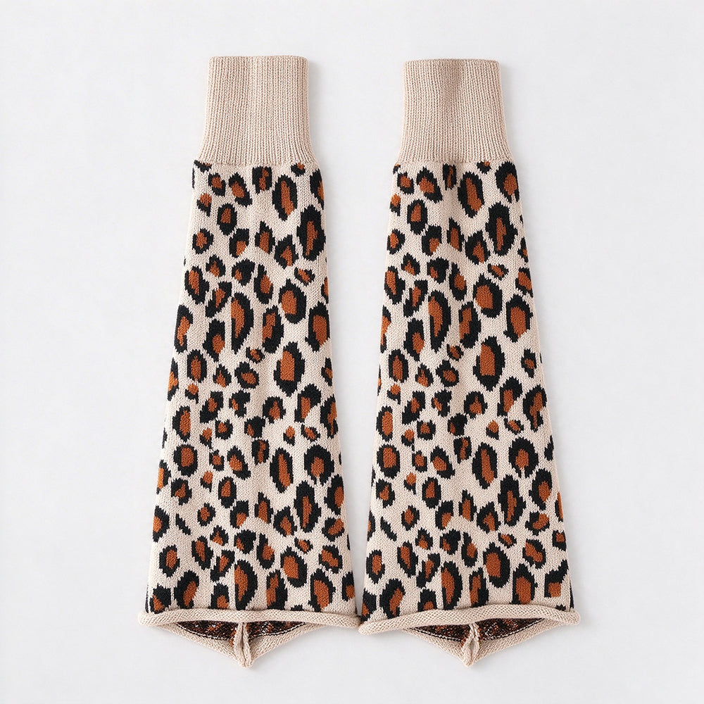 Vintage Leopard Pattern Rib Cuff Socks 6W8FSO1001