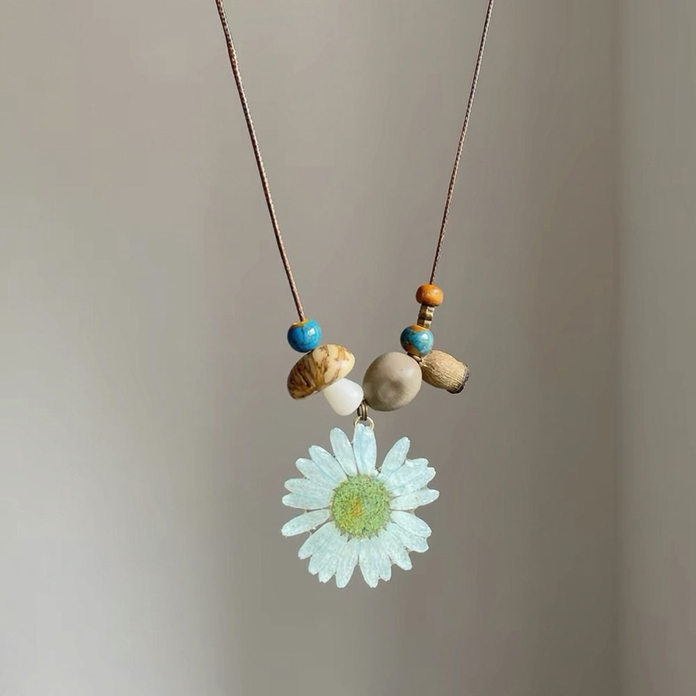 Flower Resin Pendant Necklace - DippedShop Wholesale - #1971