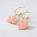 Maple Leaf Pearl Drop Earrings - DippedShop Wholesale - #7635