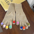 Cute Colorful Plush Ball Decor Warm Knit Gloves 6W6GLO93