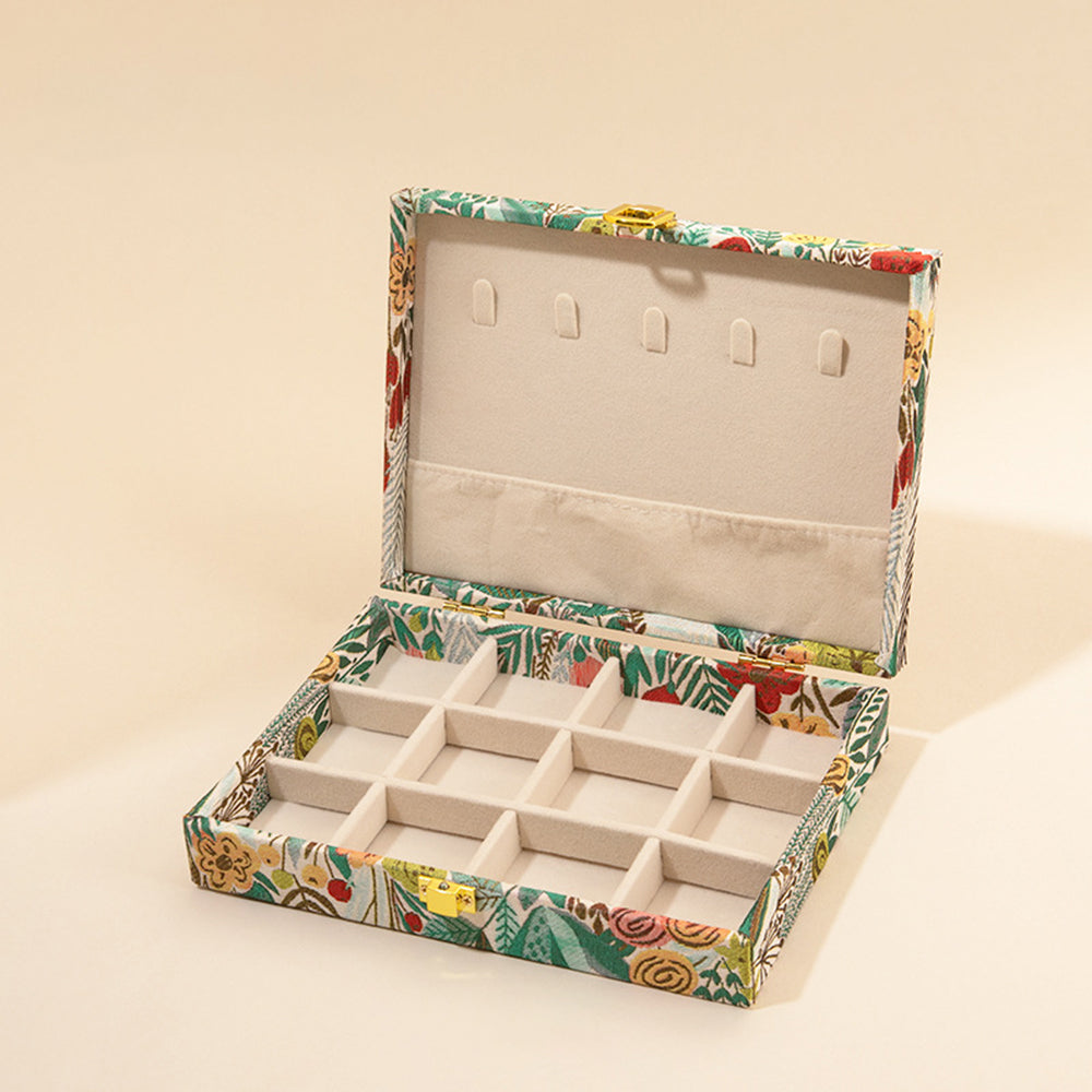 Vintage Embroidered Floral Large Capacity Jewelry Box 6H13HSJ144
