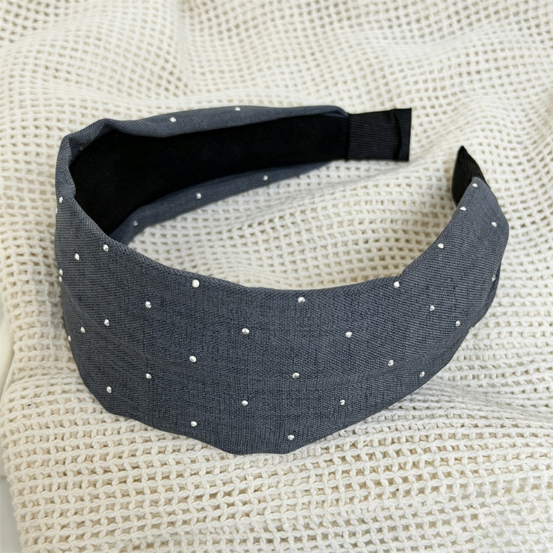 French Style Rhinestone Wide Fabric Headband 6W6HBD309