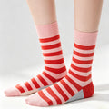 Striped Color Contrast Crew Socks - DippedShop Wholesale - #1379