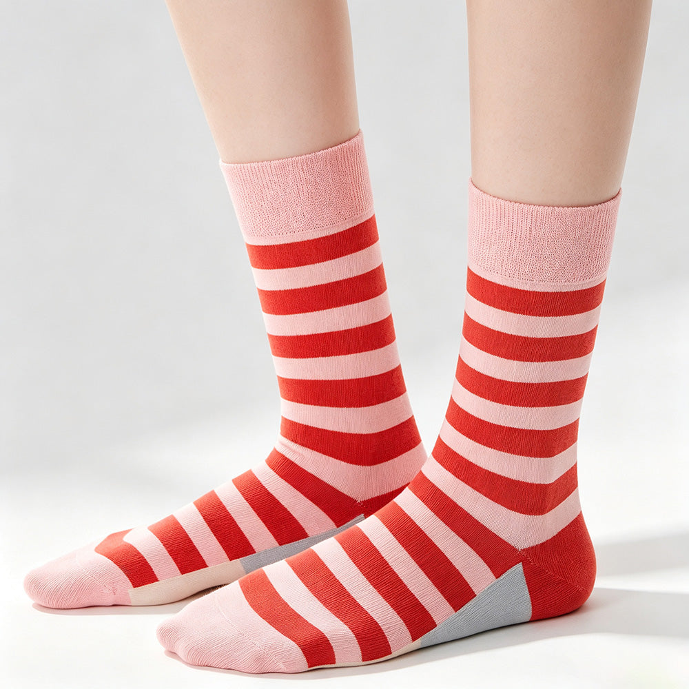 Striped Color Contrast Crew Socks - DippedShop Wholesale - #1379