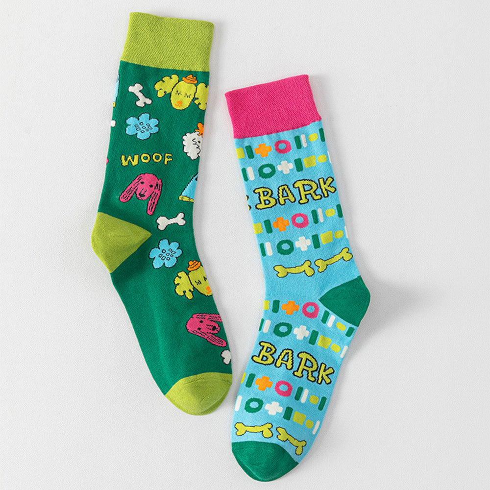 Asymmetrical Cartoon Crew Socks - DippedShop Wholesale - #9731