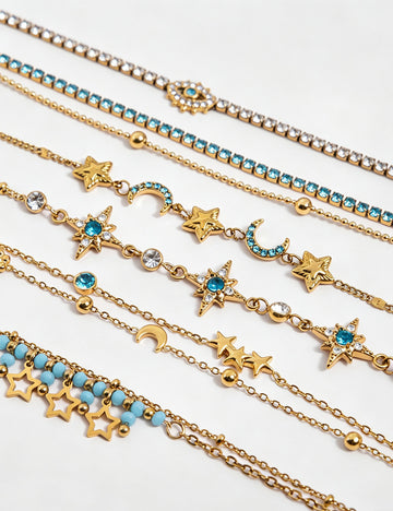 Stylish Gold Plated Double Layer Rhinestones Bracelets 6W6JBR479